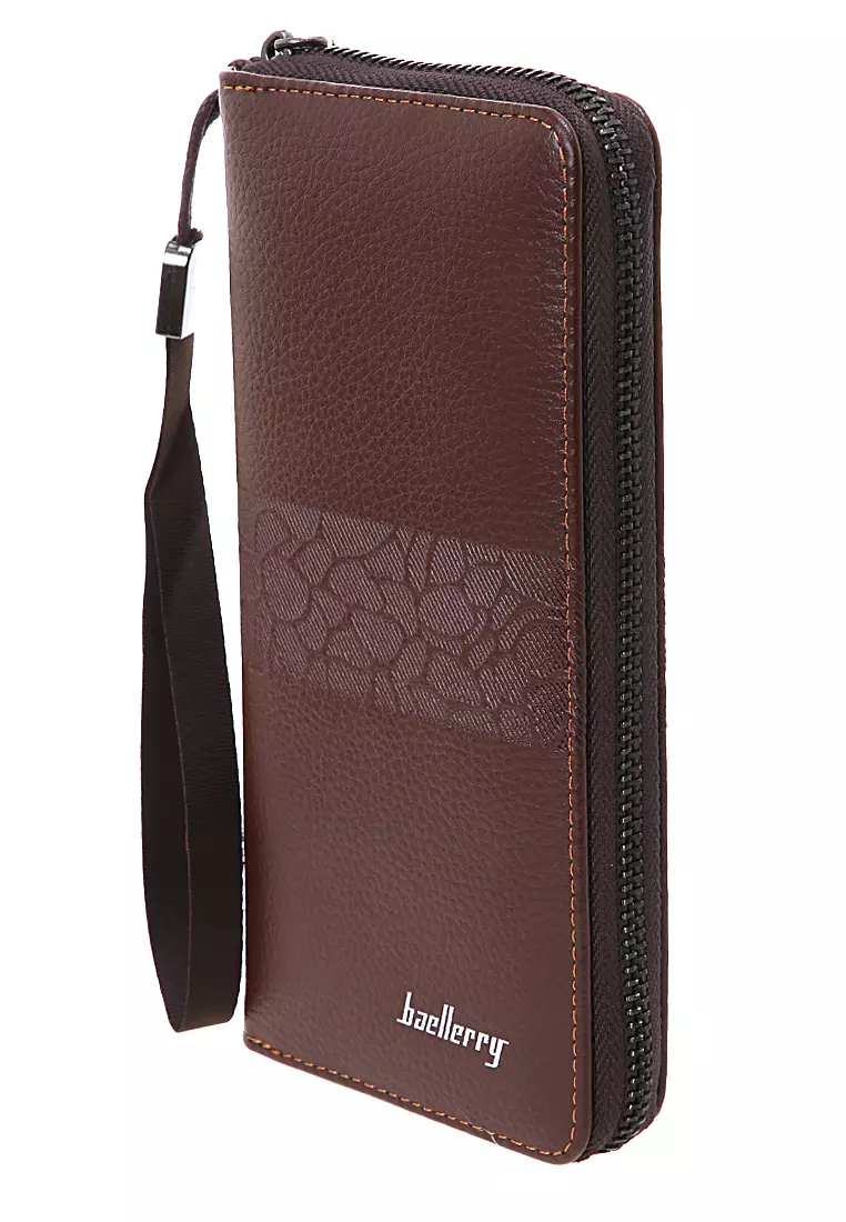 Dompet Pria Model Panjang List Motif Tengah Long Wallet Many Slot Material PU Leather ORIGINAL