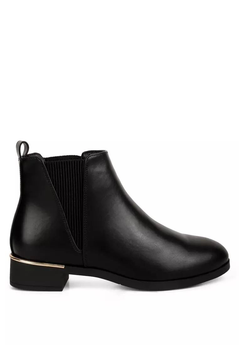 Discount on London Rag  shoes - SKU: Black Metallic Sling Detail Chelsea Boots