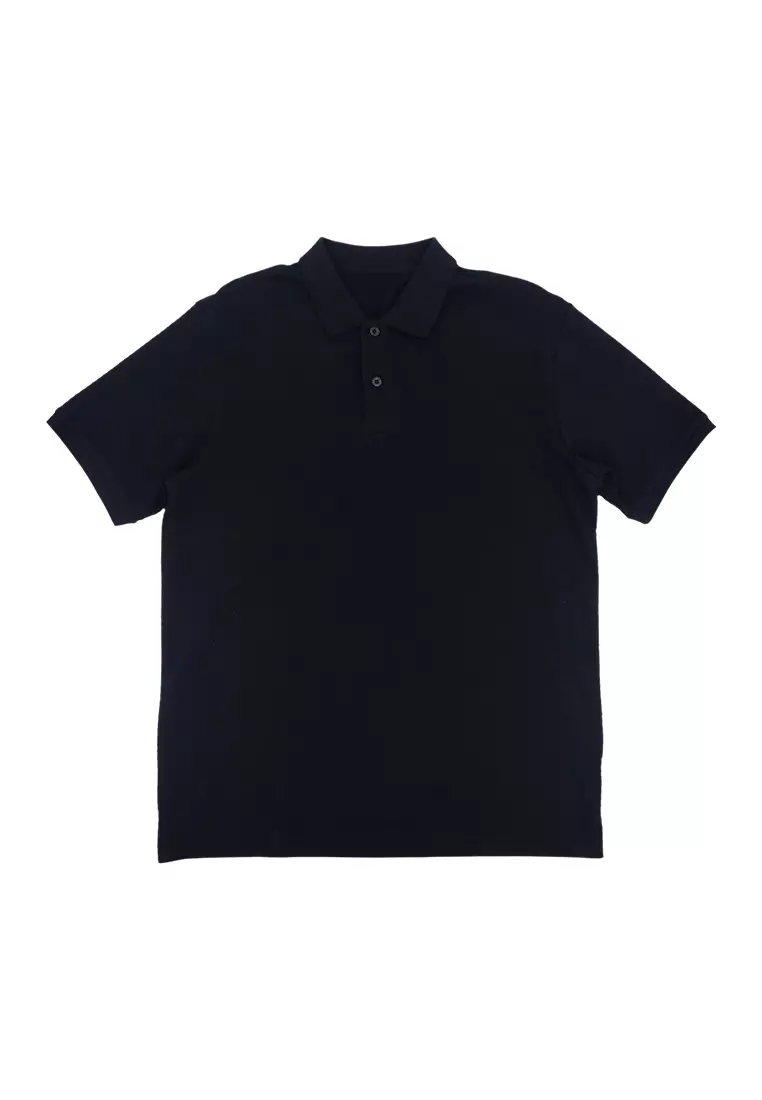 Men's Plain Poloshirt 2 Special Fabric - Black