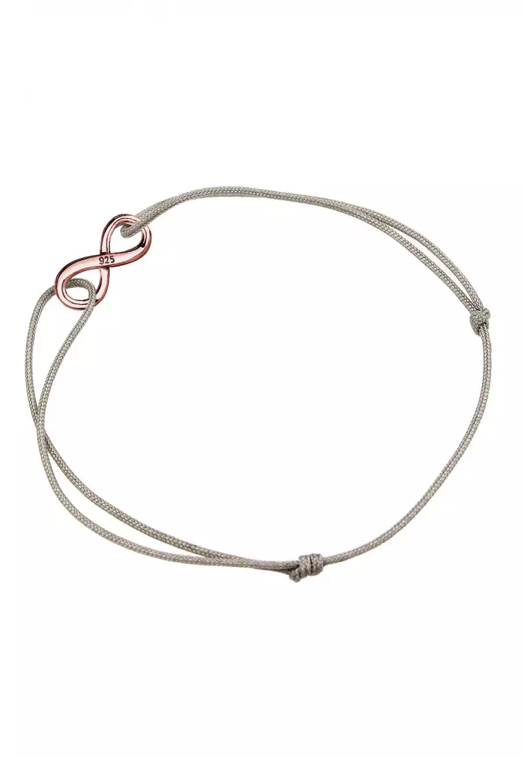 Gelang Perhiasan Perak 925 Wanita Infinity Nylon Rosegold Plated