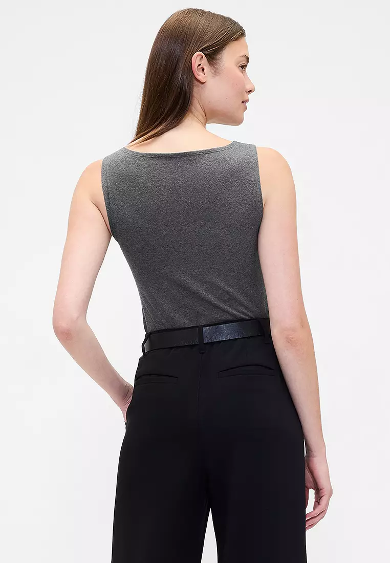 Sleeveless Boat Neck Tank Top