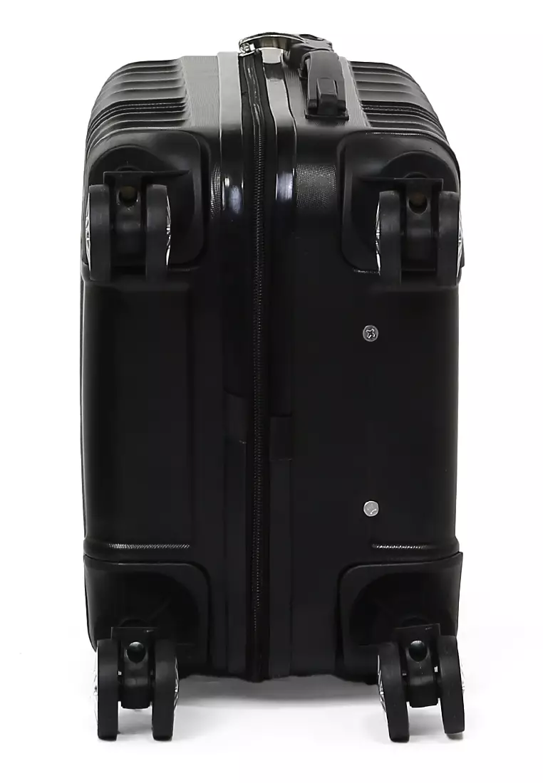 Caroline Koper Hardcase Unisex Size 18 Inch Suitcase Combination Lock Large Compartment Material ABS+PVC Coated ORIGINAL - Black