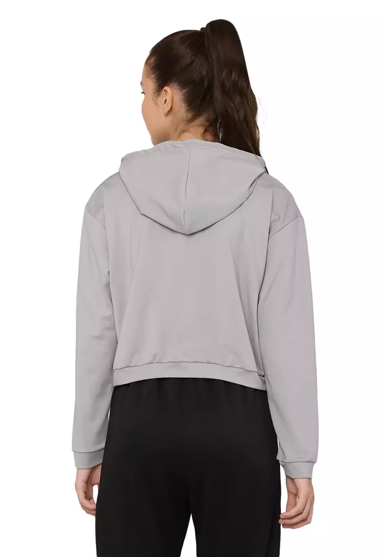 Baju Olahraga/Pelatihan Wanita Crop Grey Hoodie