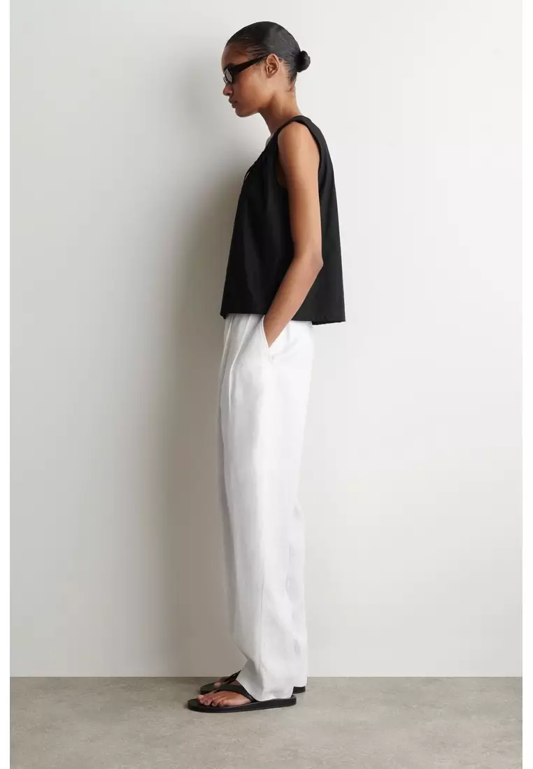 GATHERED-NECK JERSEY TANK TOP