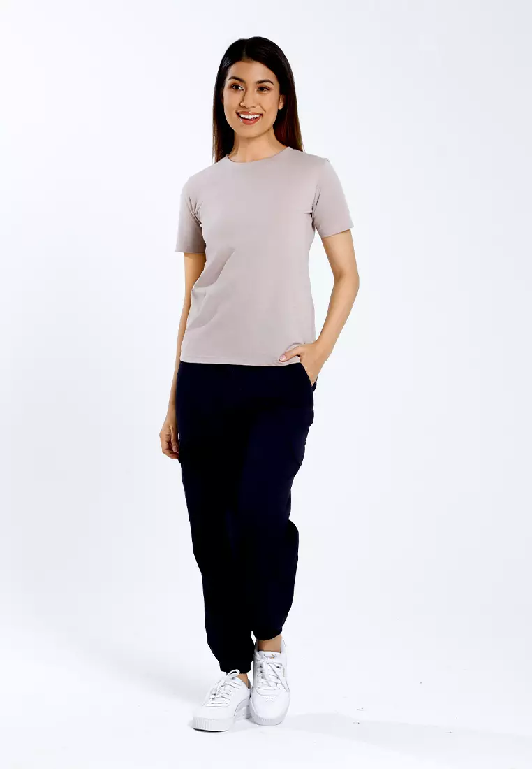 Forest Ladies 100% Cotton Round Neck Best Selling Soft Plain Tee Tshirt Women | Baju T Shirt Perempuan - 821857-05LtGrey