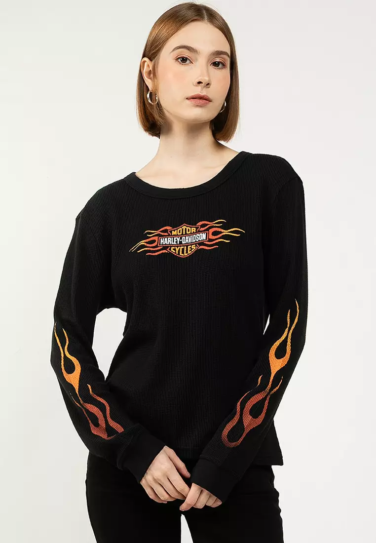 Harley Davidson CLIFTON NJ Flame LS ロンT Harley-Davidson Harley-Davidson® Vintage Flames Knit Top 2026