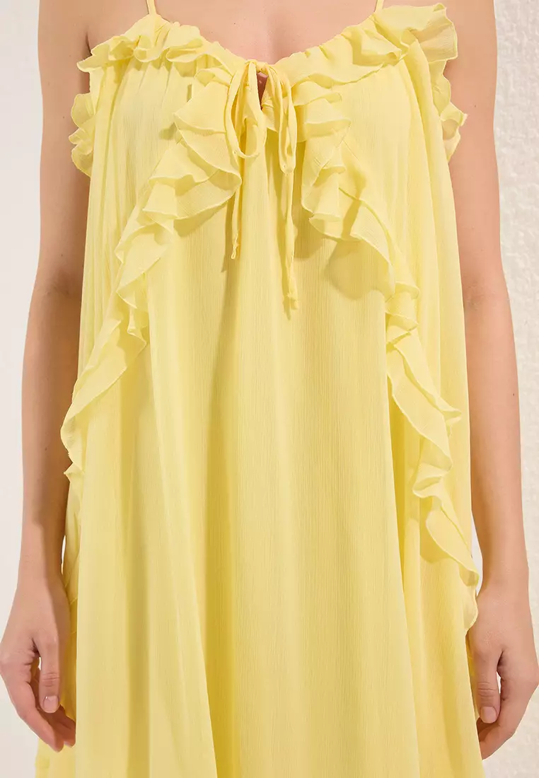 Limited Edition Yellow Ruffle Mini Woven Dress TWOSS25EL00516