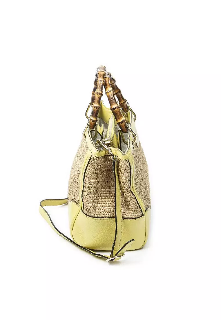 Gucci Pre loved Bamboo Raffia Shopper Tote ZALORA