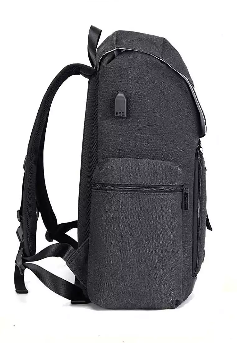 Ronney Tas Kamera DSLR Unisex Multifungsi Camera Backpack Waterproof Material Canvas PU ORIGINAL - Black
