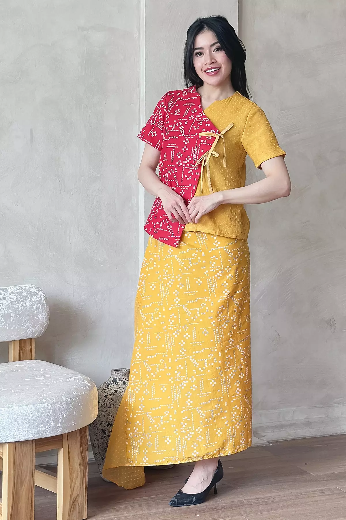 Asmara Dhana Cherry Honeycomb Blouse