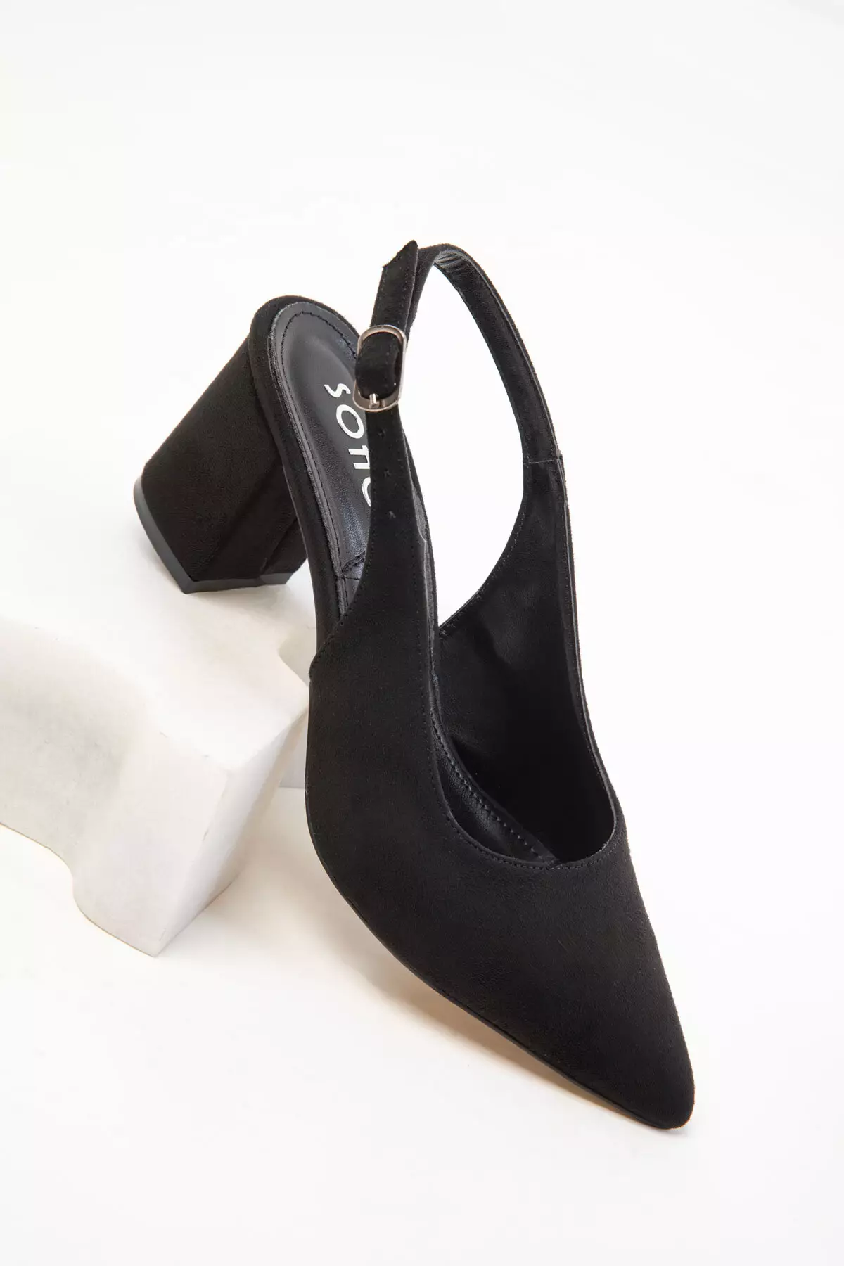 Black Suede Women's Classic Heeled Shoes 20371