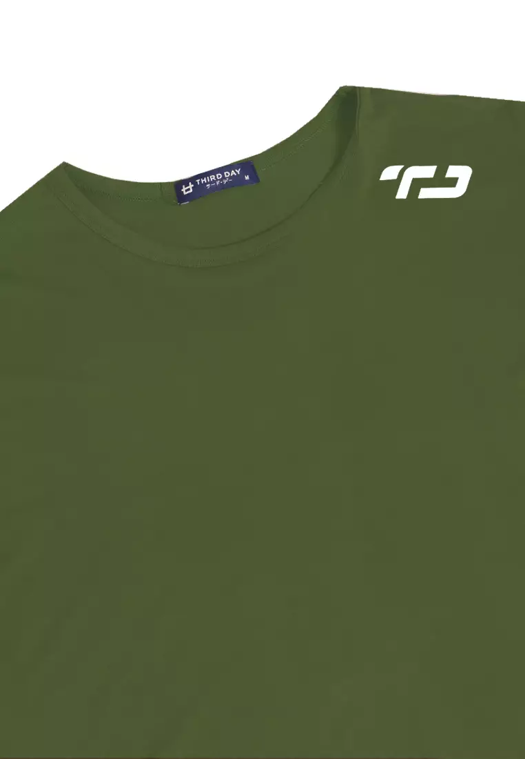 LSA38 Sport CL Crop Loose Wanita logo shoulder Hijau Army