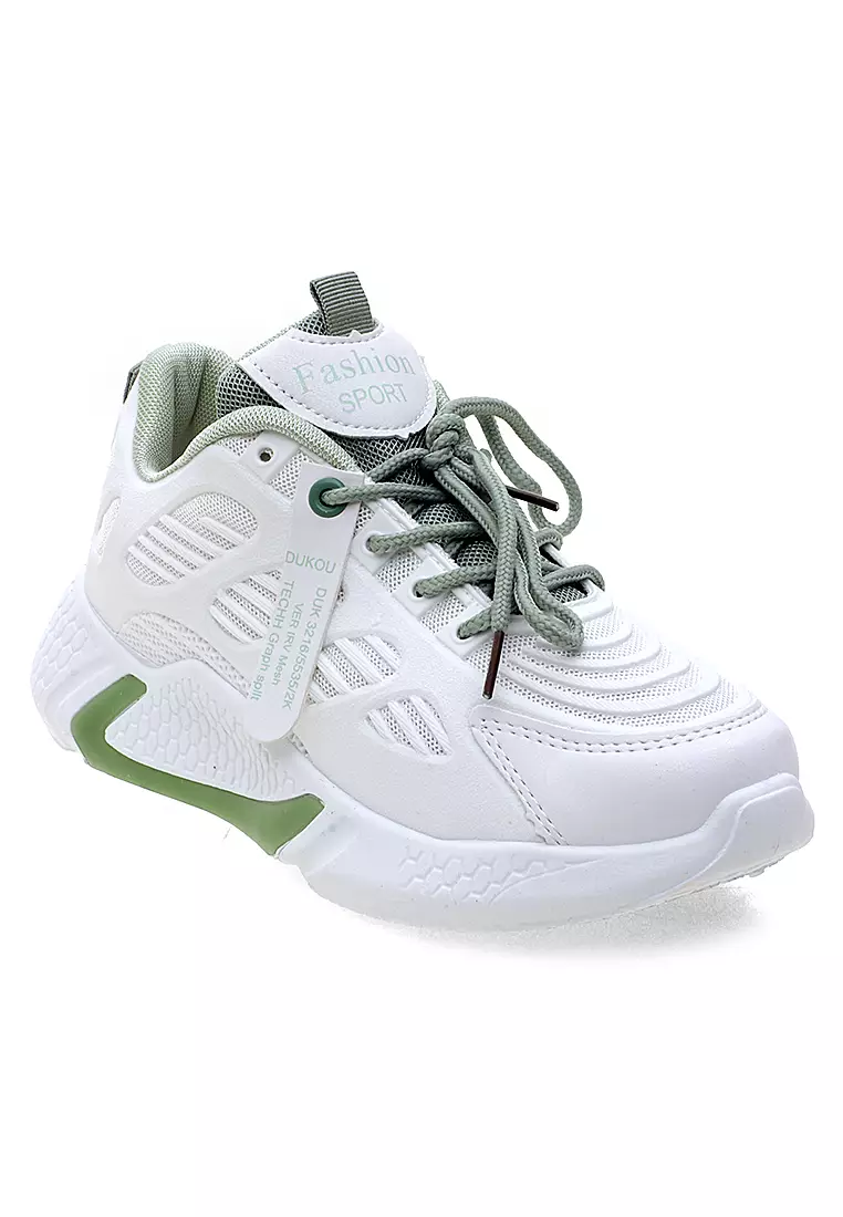 Sepatu Wanita Design Sport Sneakers Women Dual Tone Color - Hijau