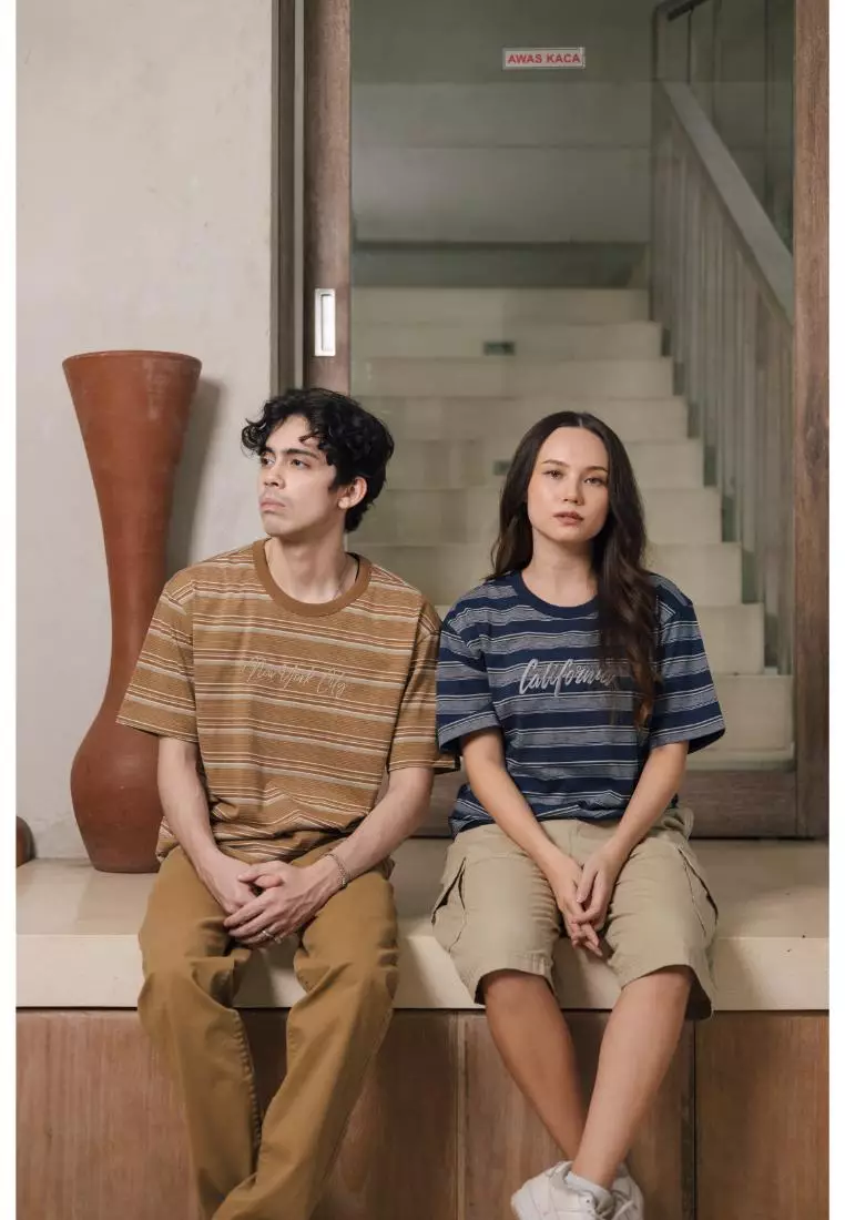 POLICE Celana Chino Panjang V Pocket Brown Regular Fit Cotton Premium Pria