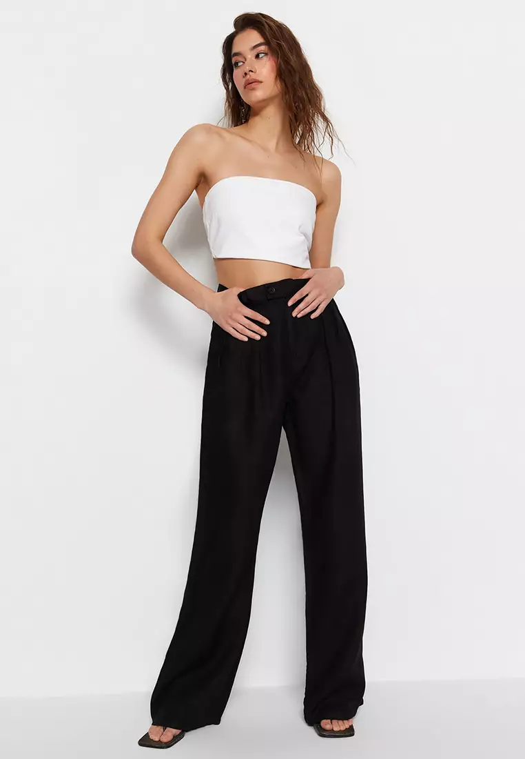 Pure linen sale wide leg trousers