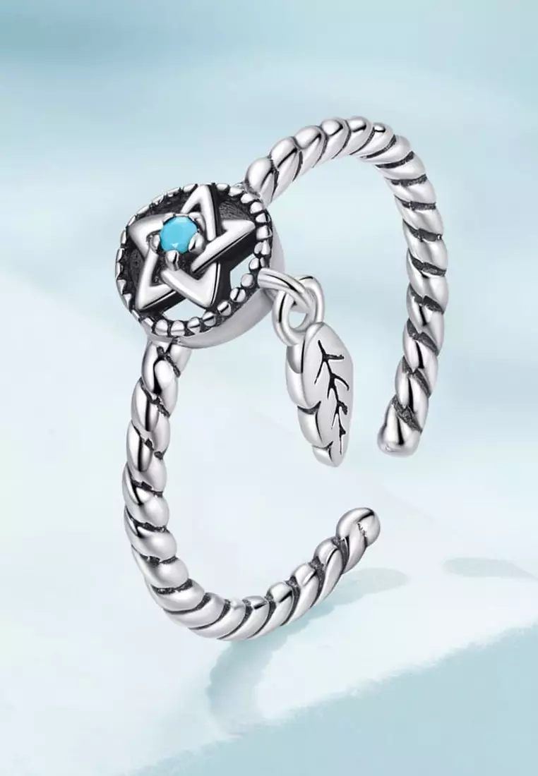 Solid Silver Pentagram Charm Ring