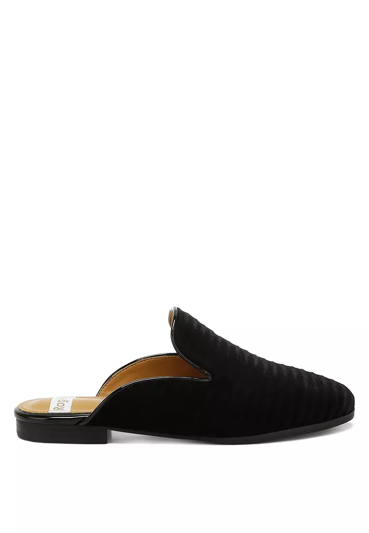 Discount on Rag & CO.  shoes - SKU: Velvet Textured Slip On Mules in Black