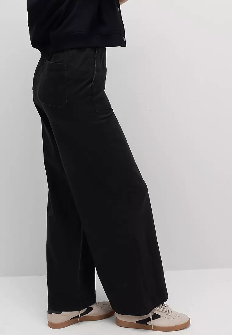 Denim Elasticated Waist Wide Leg Trousers