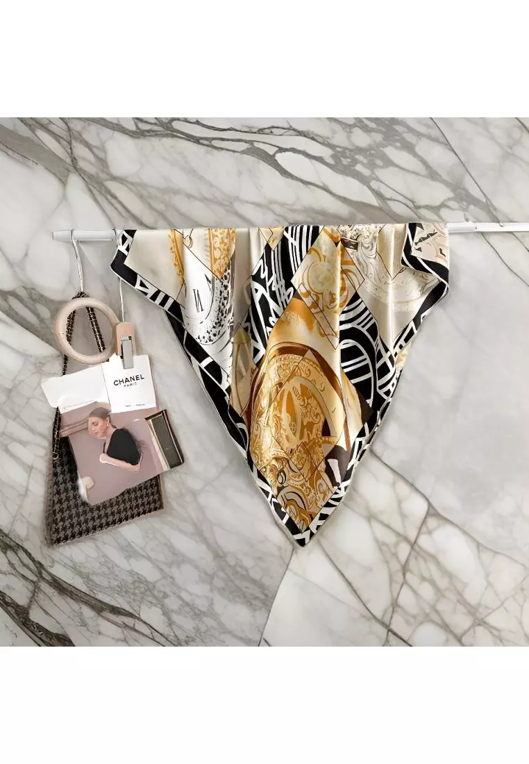 Luxury Silk Ladies' Large Scarf, Sun-Proof Crepe Satin, Premium Souvenir.