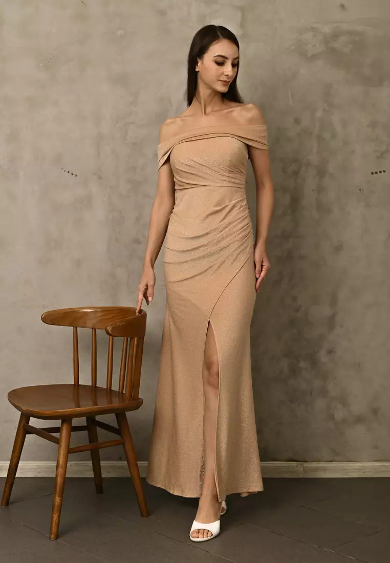 Off-shoulder Glitter Dress
