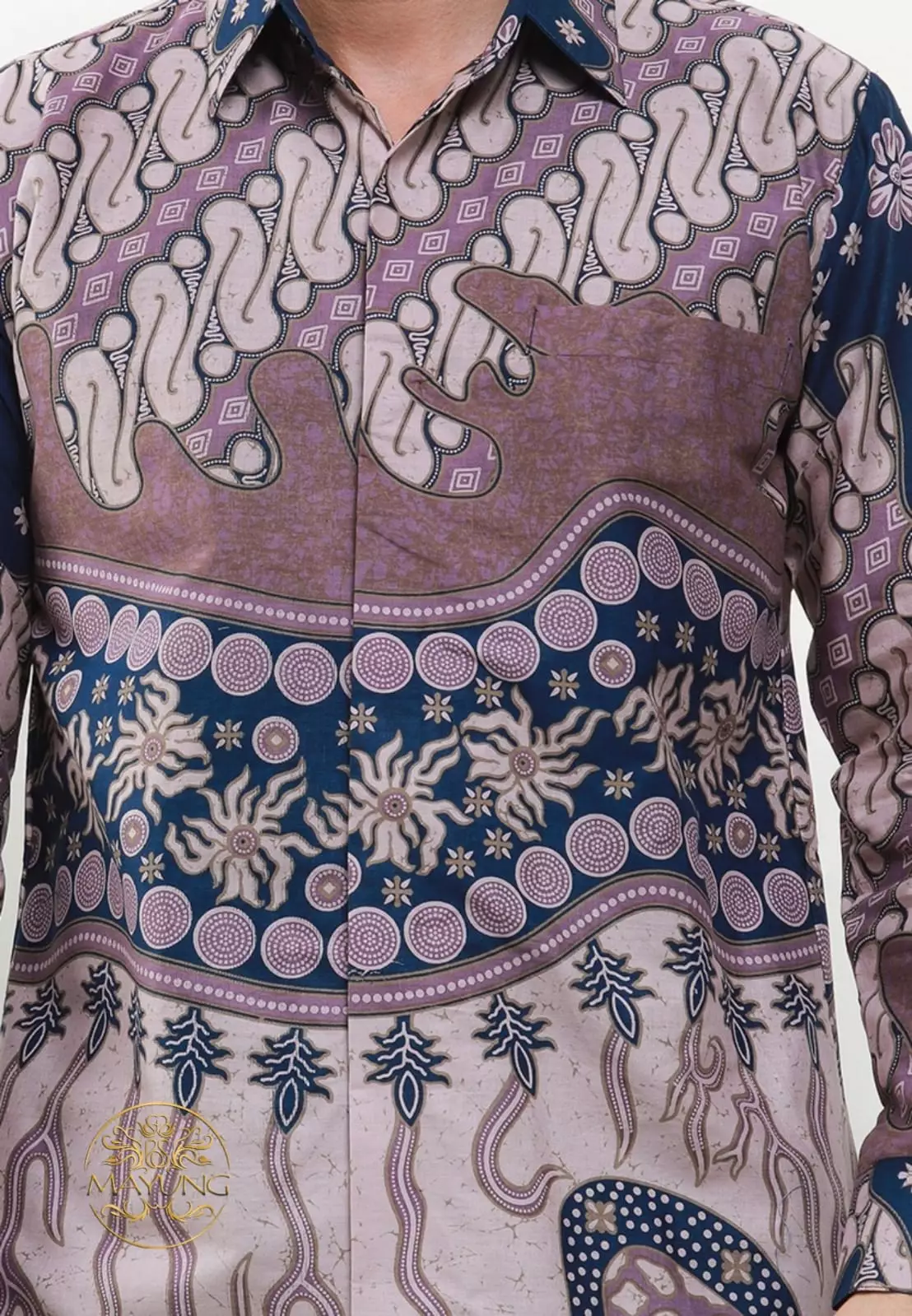 Pamungkas Navy Kemeja Batik Pria Premium Slimfit Modern Lengan Panjang
