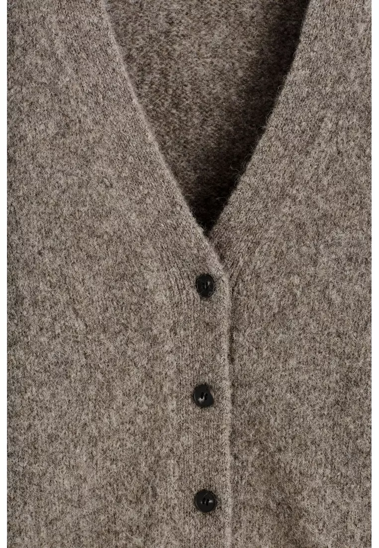CROPPED ALPACA-BLEND CARDIGAN