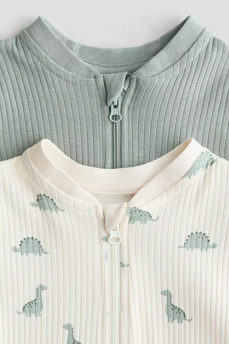 2-pack short cotton sleepsuits