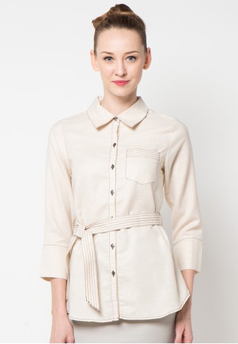 Faro Blouse In Cream With Belt