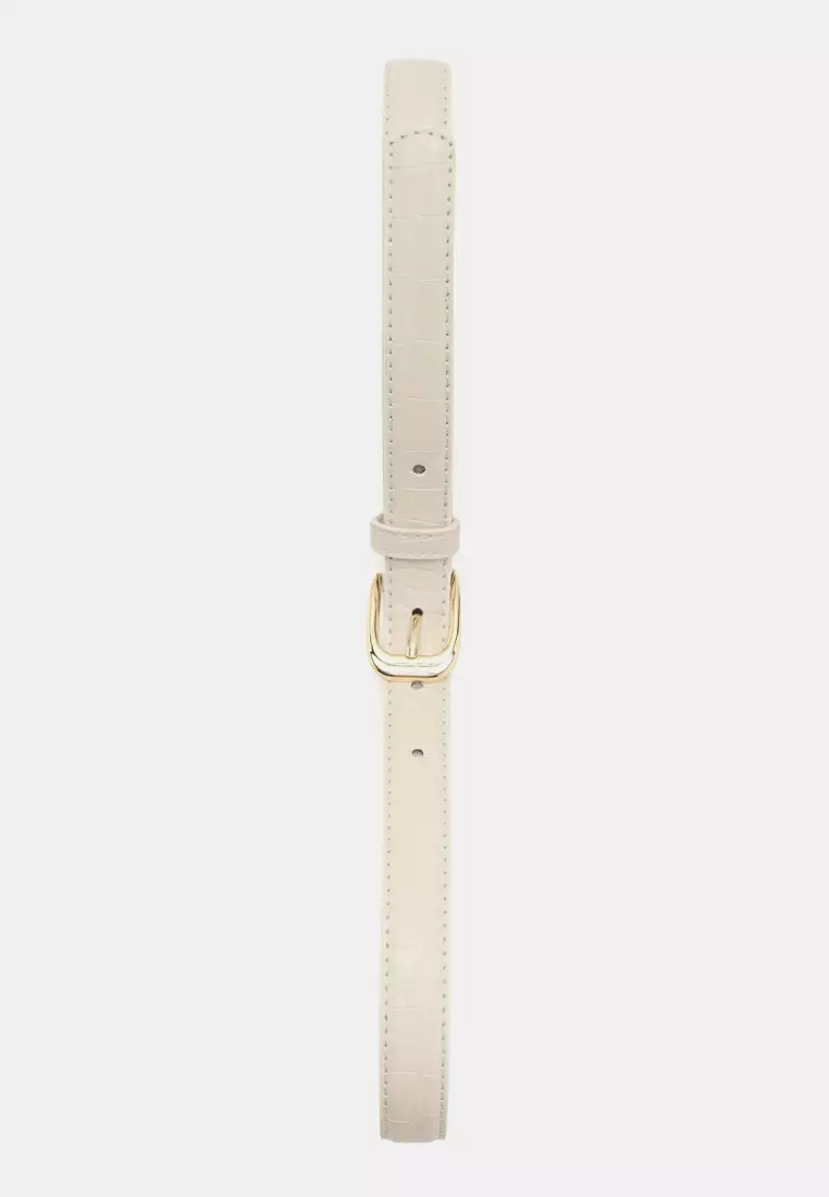 Thin Faux Crocodile Leather Belt