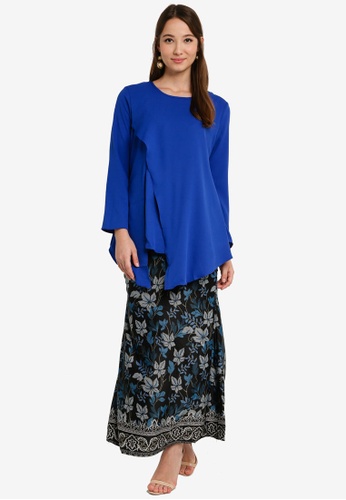 Asymmetric Layered Kurung from Aqeela Muslimah Wear in Blue