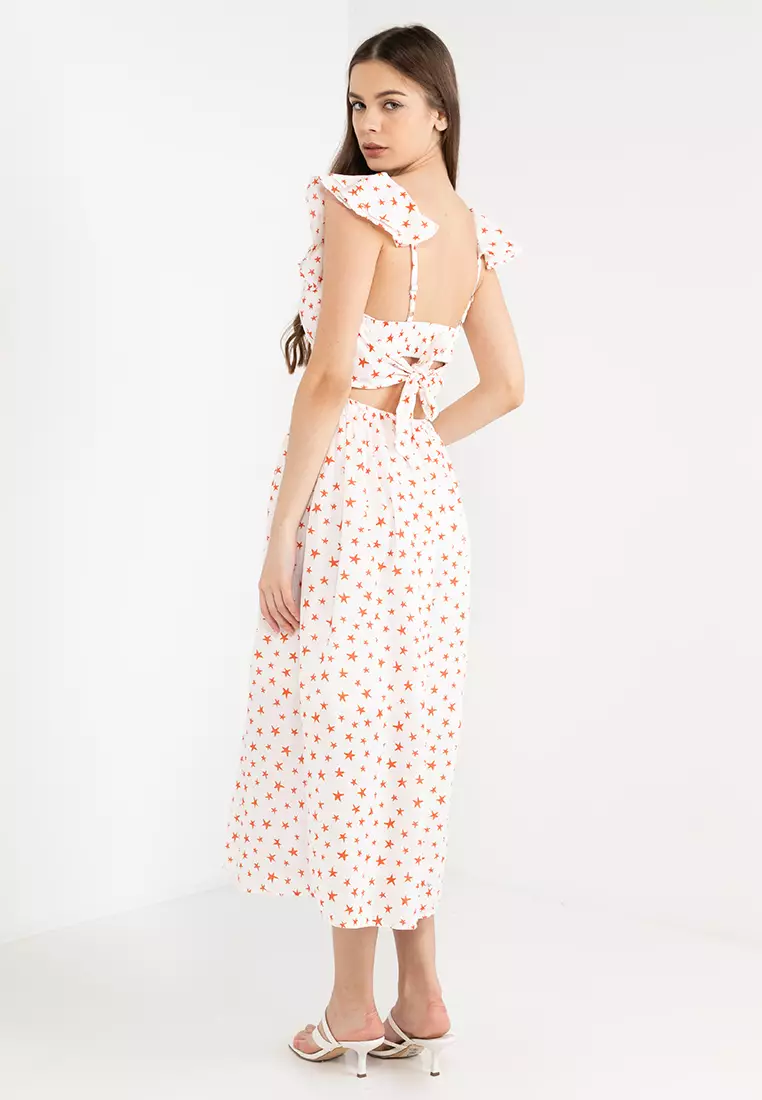 Ruffle Sleeve Midi Dress