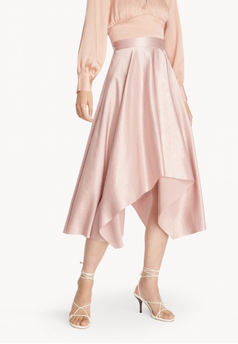 Buy Pomelo Satin Asymmetric Draped Skirt Pink Zalora Hk