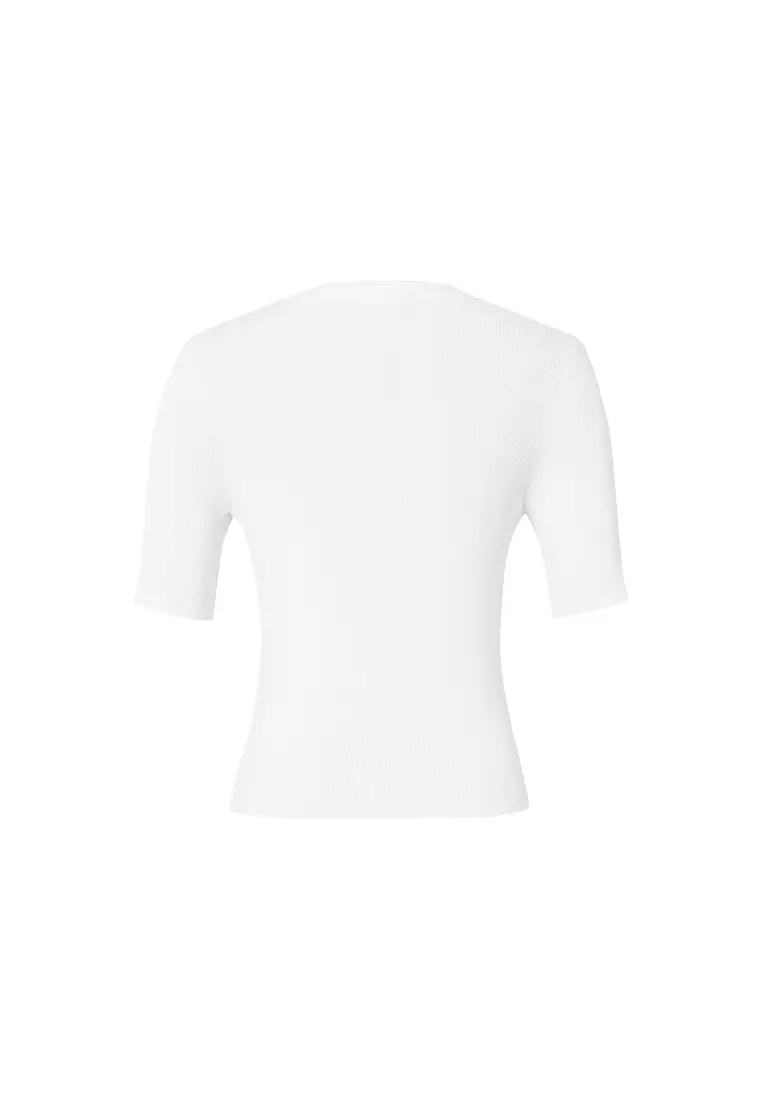 Hlaf Sleeve V-Neck Summer Front Button Knitted Top