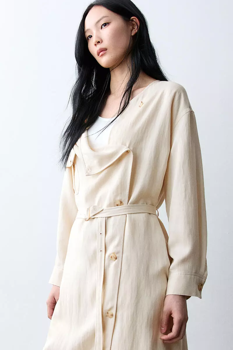 Cowl-neck trench coat
