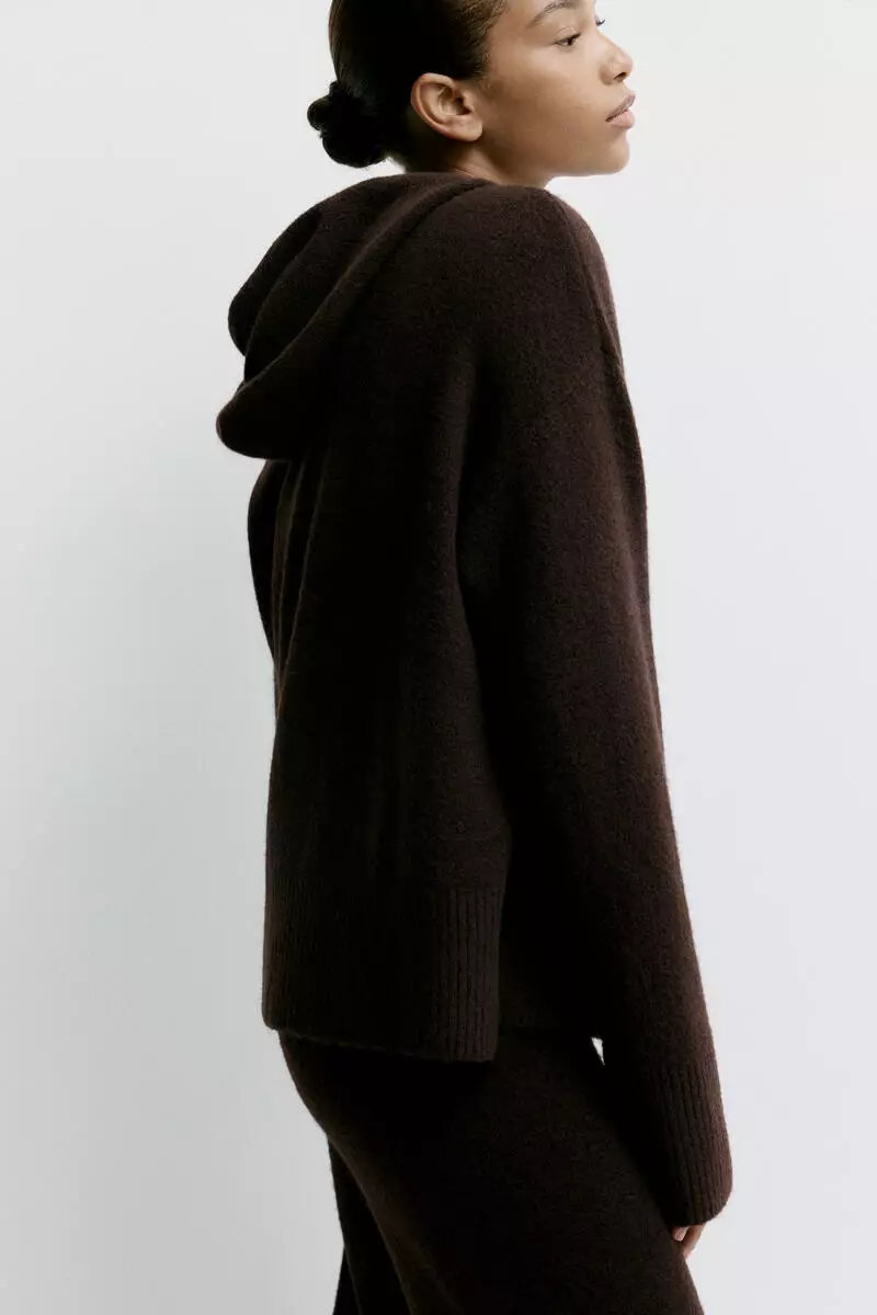 Knitted zip-through hoodie