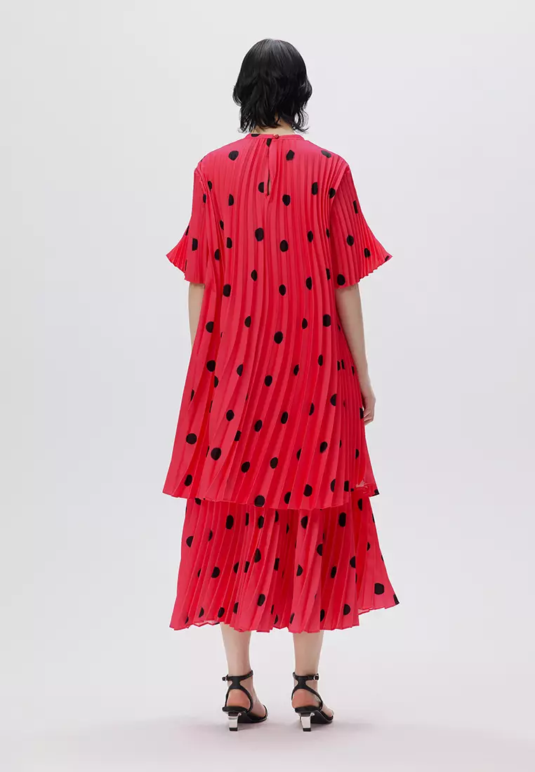 JNBY波點印花半身裙A字長款裙