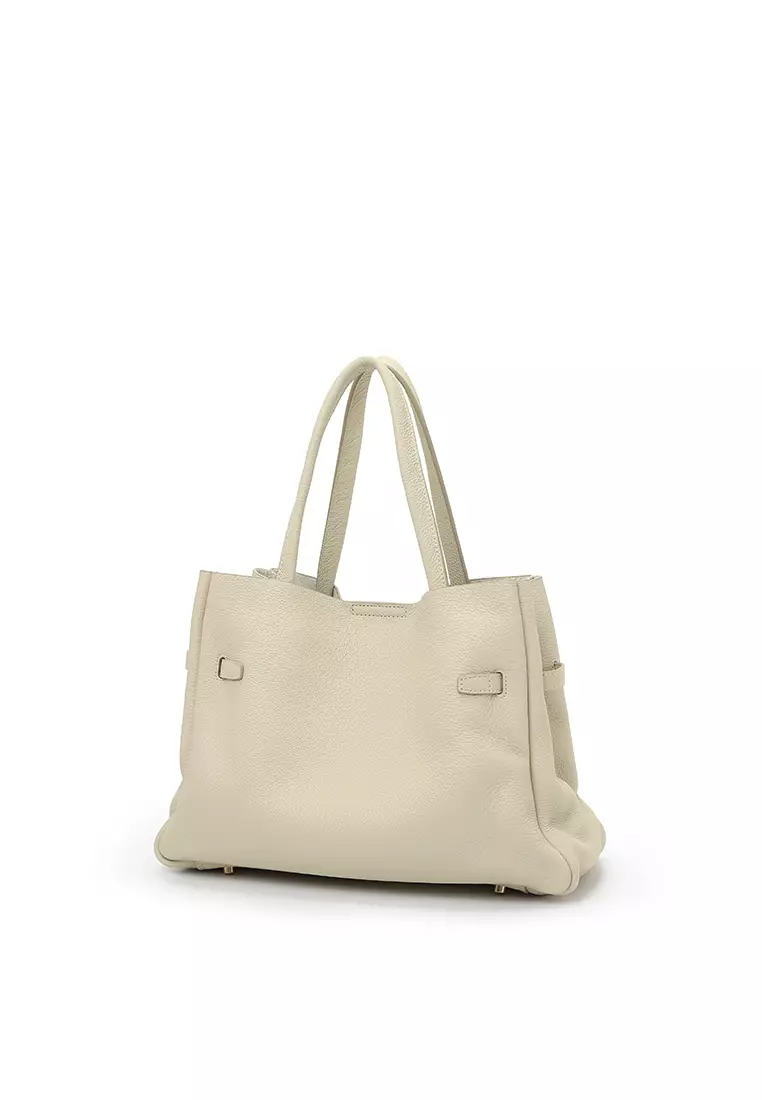 SAOIRSE Soft Structural Belt Tote Bag - Cream Beige