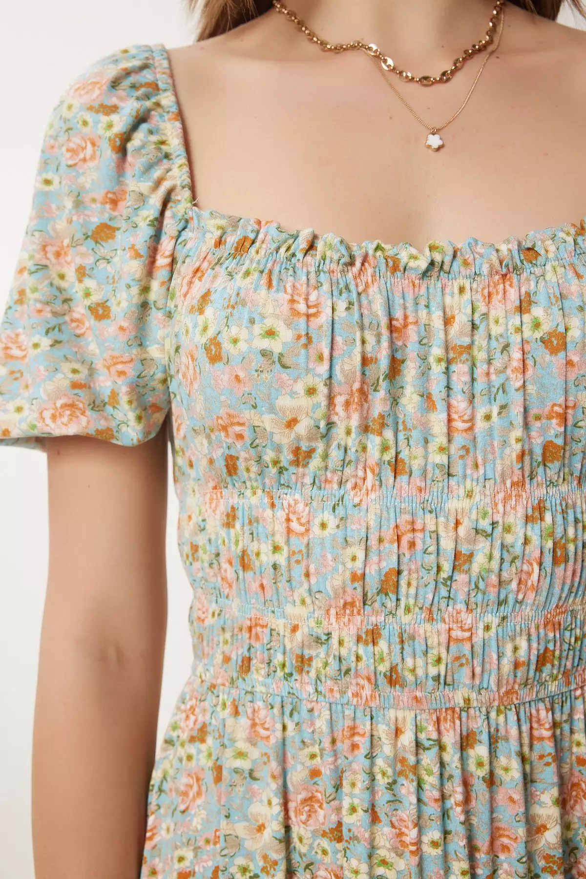 Puff Sleeves Midi Dress