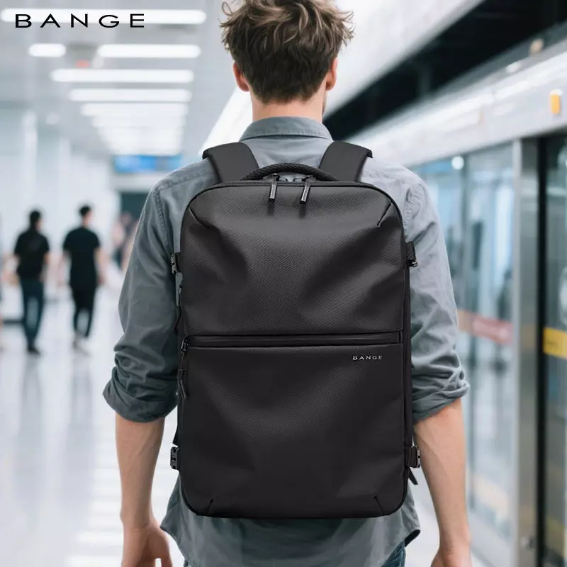 BANGE BG7875 Tas Ransel pria Laptop Kerja Pria Travel Backpack Lock TSA Waterproof-Black