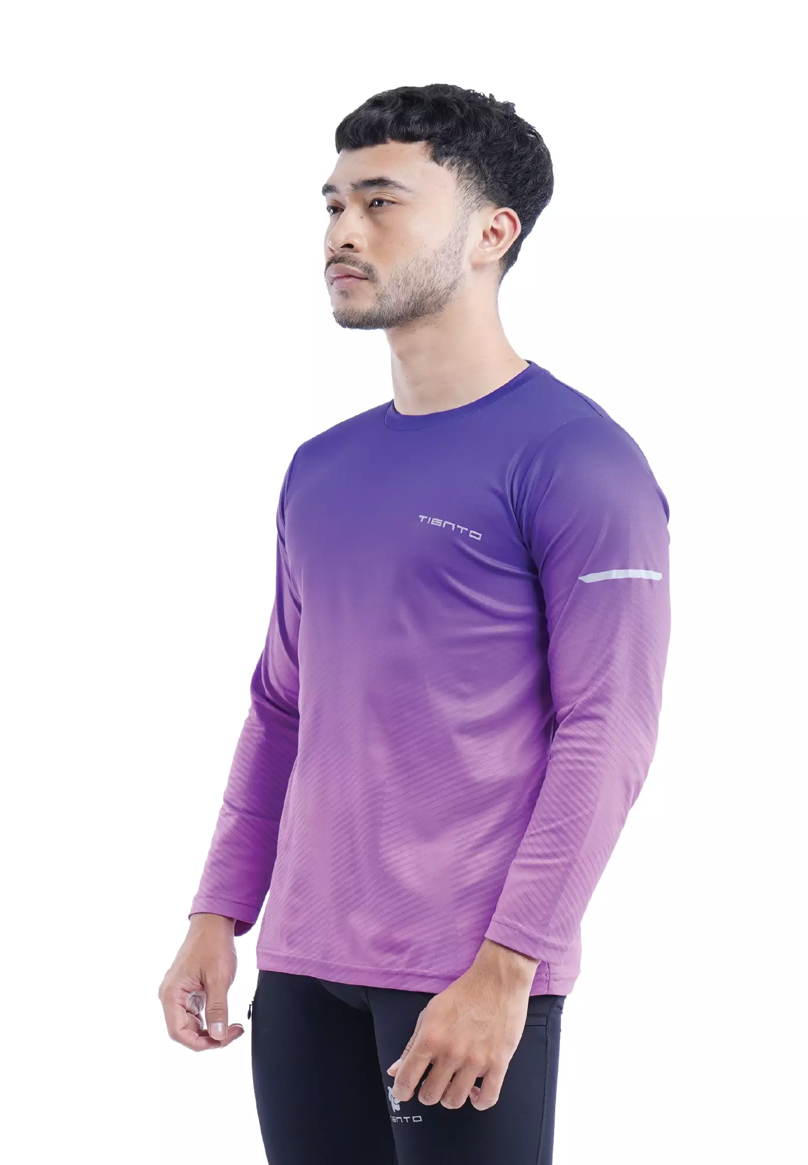 Tiento Jersey Running Anti UV Baju Olahraga Lari Pria Lengan Panjang Kaos Dryfit Long Sleeve Men Xceleration