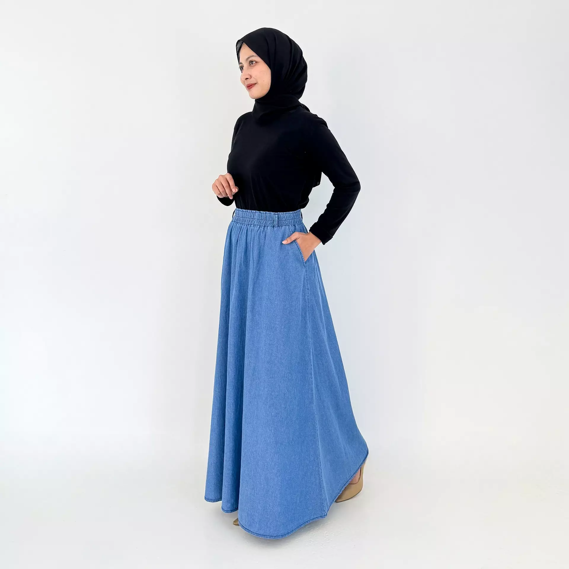 Ima Denim Skirt (Rok Jeans A-Line) LIGHT BLUE