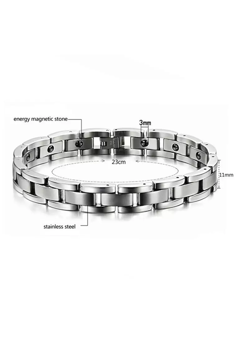 YOUNIQ Magnetic Titanium Steel Bracelet Health Chain for Men Silver with adjustment Toolad