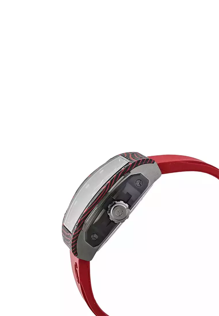 Alexandre Christie Jam Tangan Pria - Red Black - Leather Strap - 6608 MAREPBARE