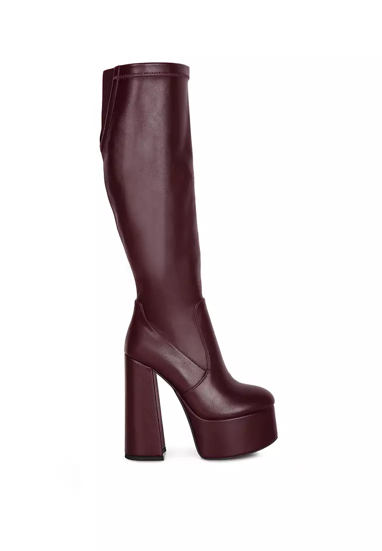 Burgundy calf length boots 2025