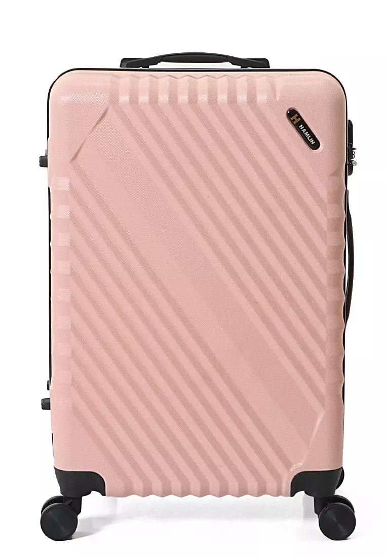 Isvara Tas Koper One Set Unisex Large Compartment Suitcase Number Code Locking Material Fiber ABS ORIGINAL - Pink Tua