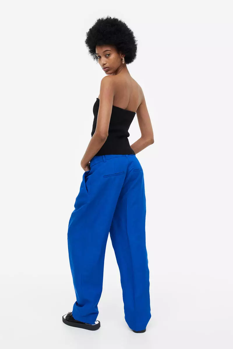Tapered linen-blend trousers