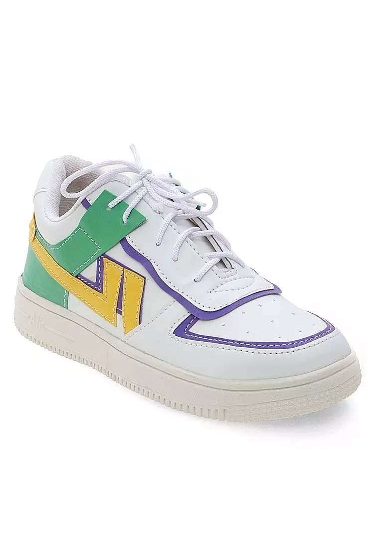 Sepatu Women Design Stylish Tali Putih Fashion Wanita - Hijau Kuning