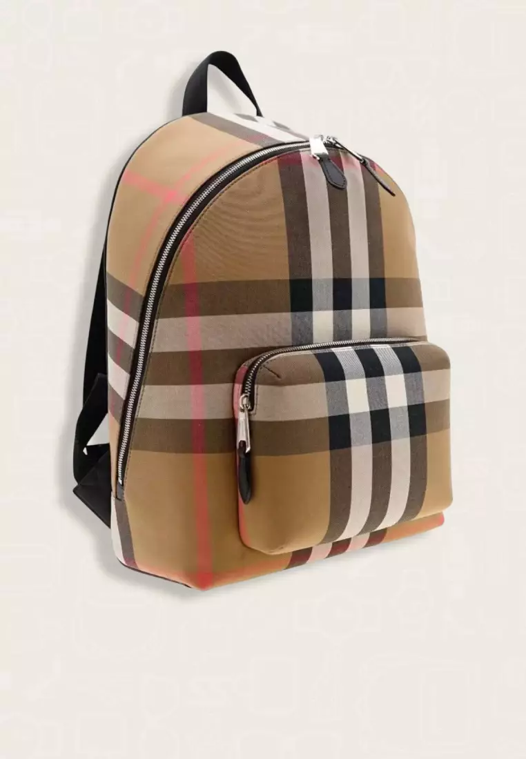 Burberry Jeff Check Backpack Taupe Brown