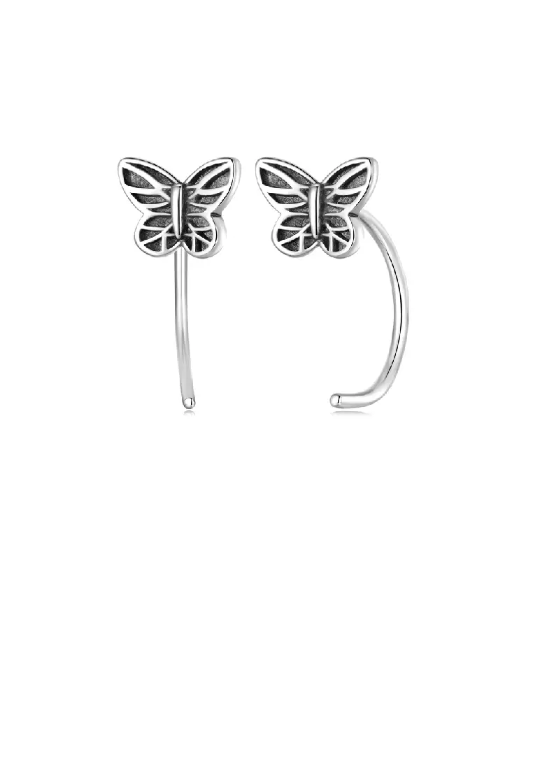 Buy Glamorousky 925 Sterling Silver Mini Cute Butterfly Stud