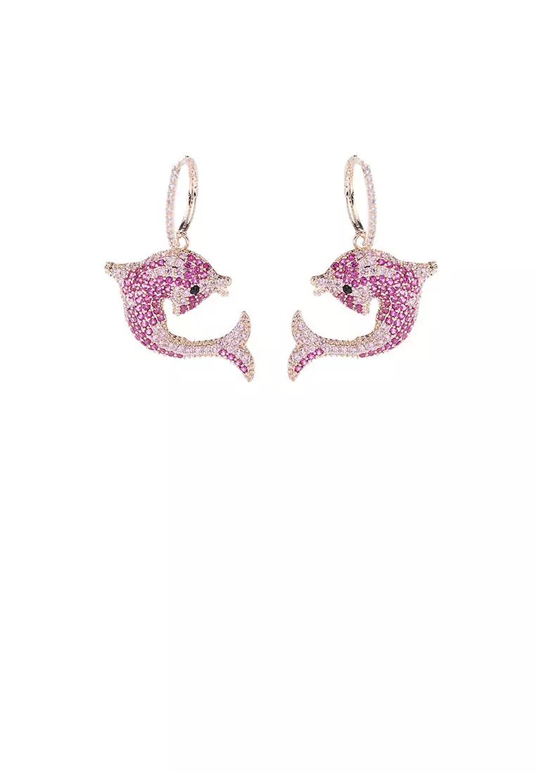 Buy Glamorousky Brilliant and Lovely Plated Gold Dolphin Earrings